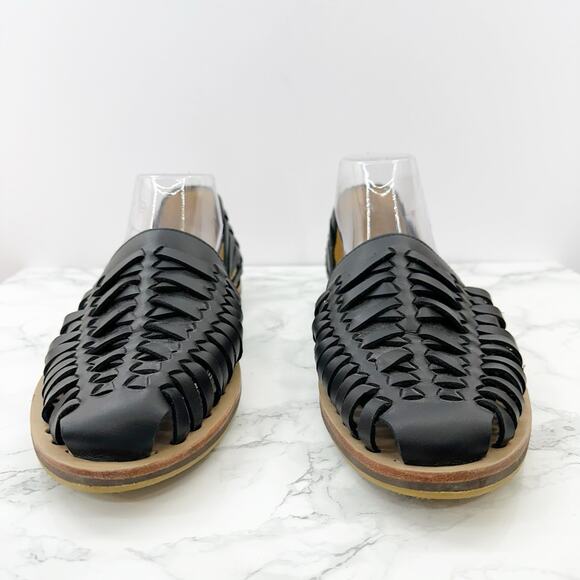Nisolo Womens 9.5 Huarache Sandal Black Leather Water Resistant Sandals - Picture 1 of 11